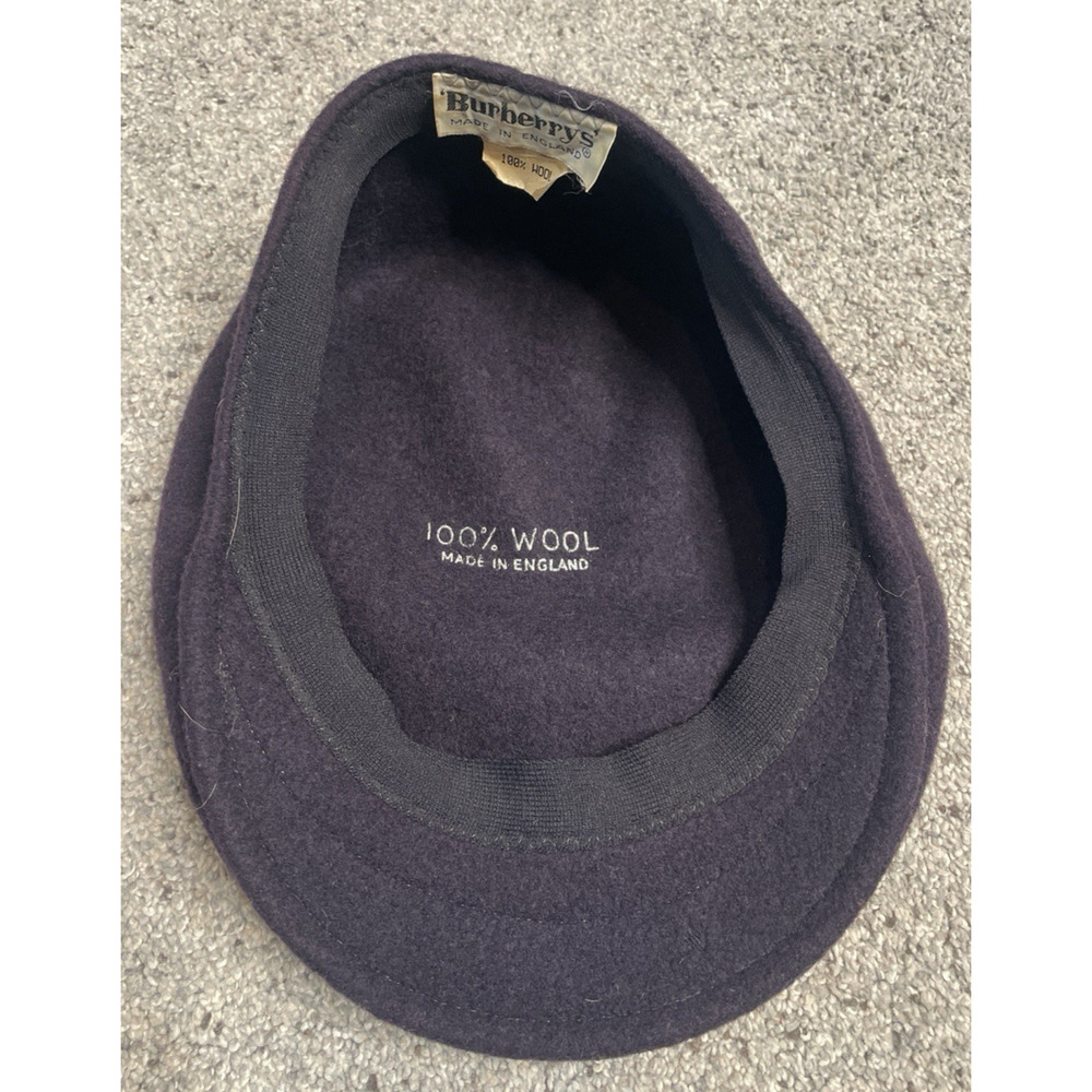 Vintage Burberrys Newsboy Cap Beret Sz 7 1/2" 100% Wool Hunting Hat England - Picture 11 of 13